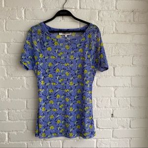 Diane von Furstenberg Elleana Mesh Short Sleeve Top